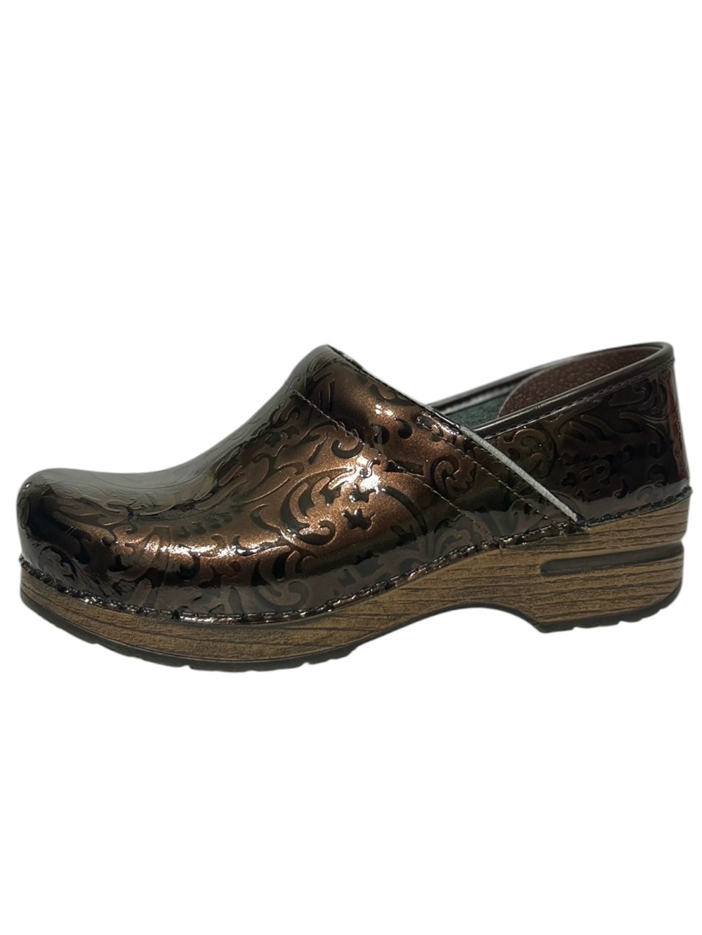 Dansko Professional Clogs Sz 7.5/8 Metallic Brown Paisley Nurse Shoes Orthopedic